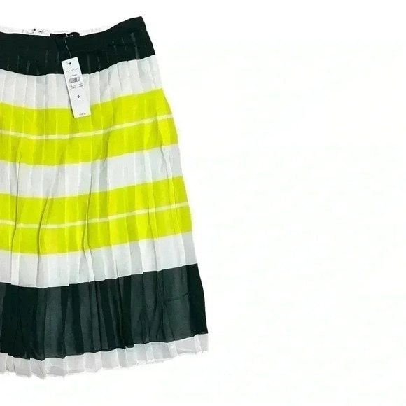Anne Taylor Pleated Striped Midi Skirt Blue Yellow Size 8 NWT - Picture 4 of 6